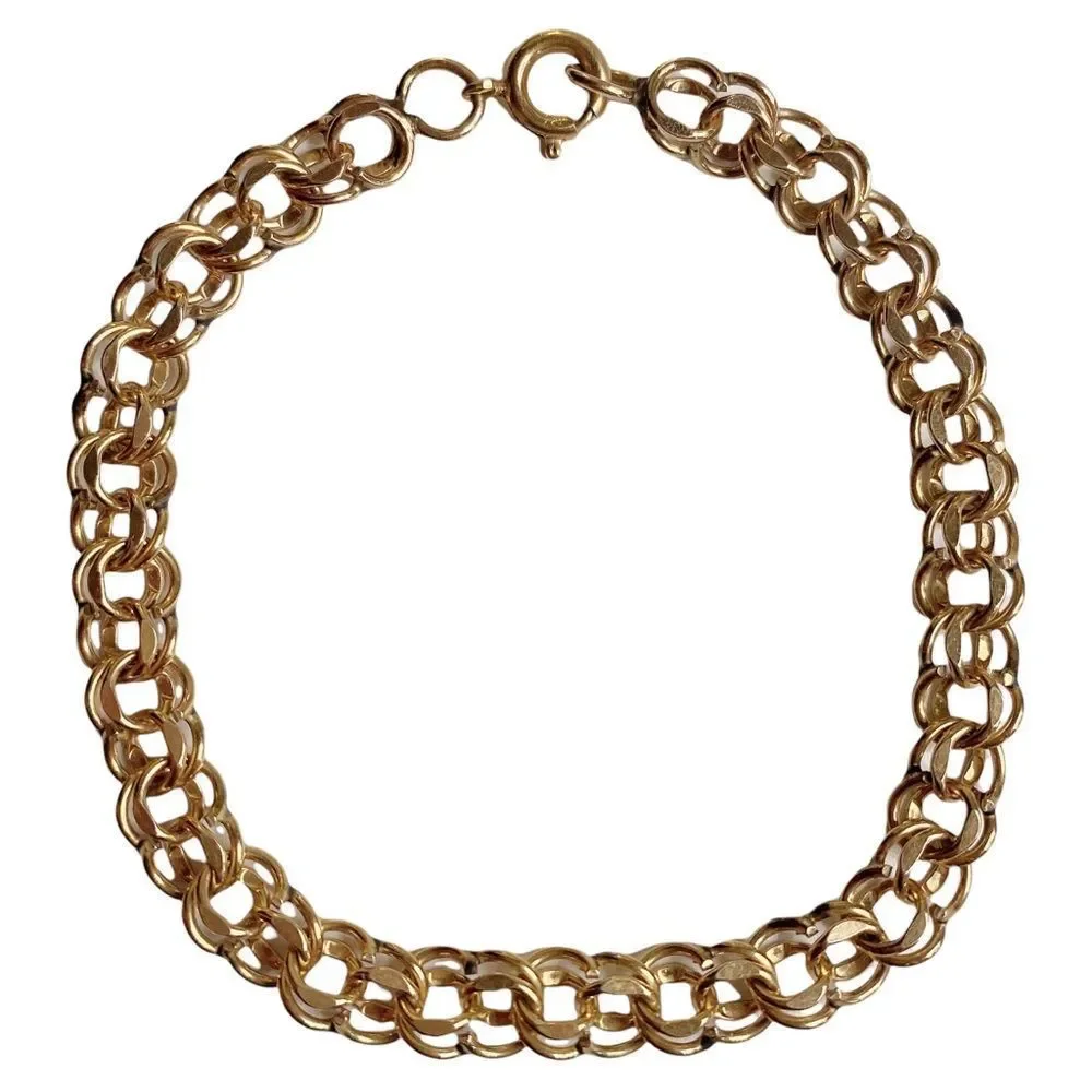 Yellow Gold Filled Double Rollo Great for‎ Charms Link Chain Bracelet